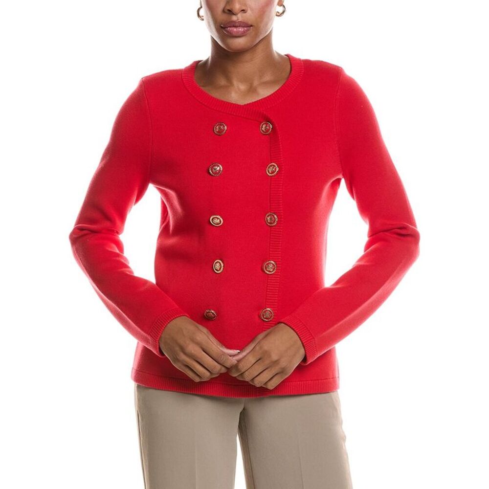 St. John Womens  Double-Breasted Knit Jacket, Red